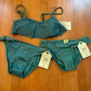 Olive swim suit - 2 bottoms. Size small